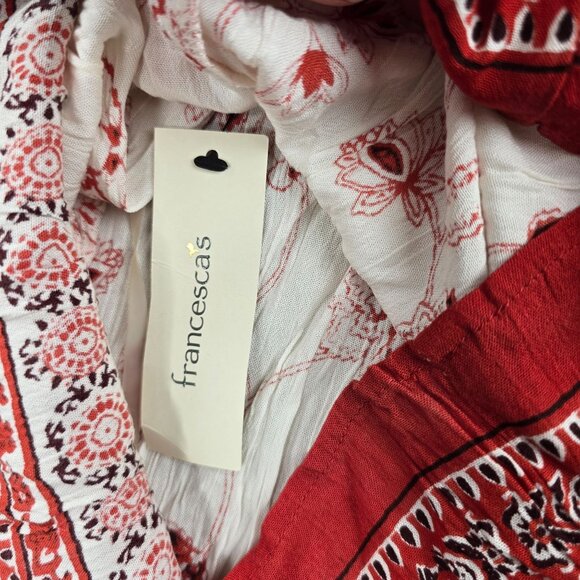 Francescas Womens Floral Print Halter Top White & Red Boho Style S - Picture 4 of 7